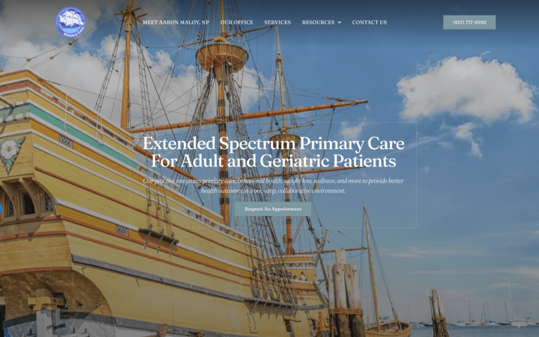 Primary Care Website Screenshot featuring a Ship