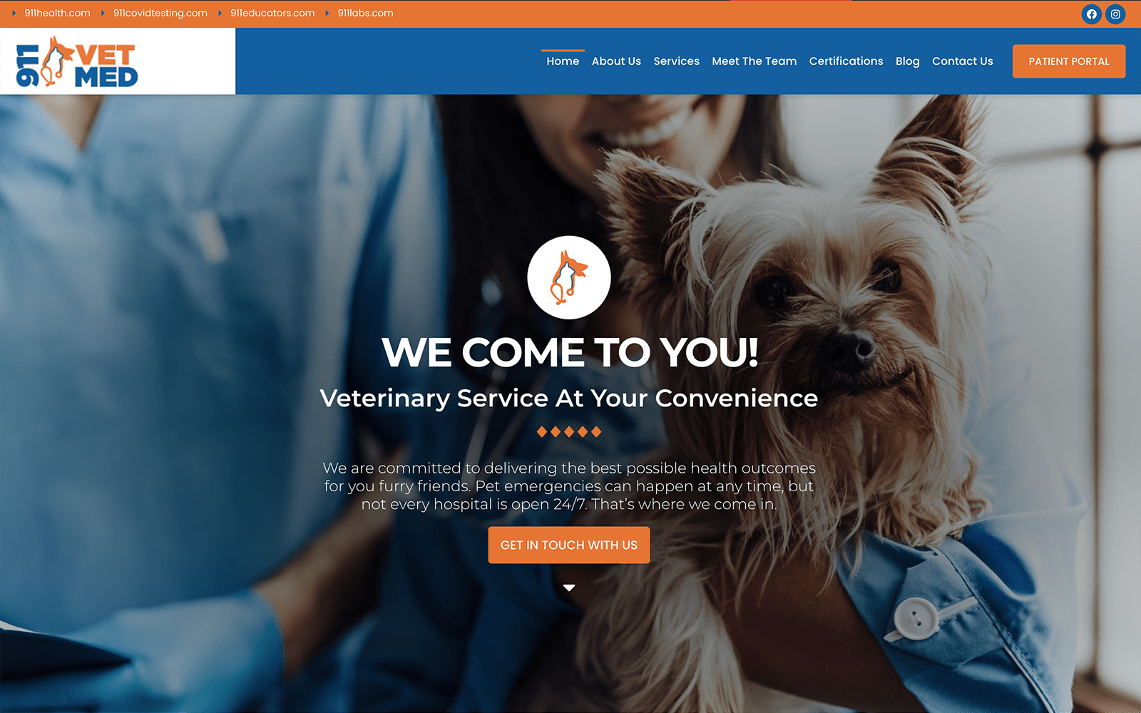 Blue and Orange Veterinarian Website