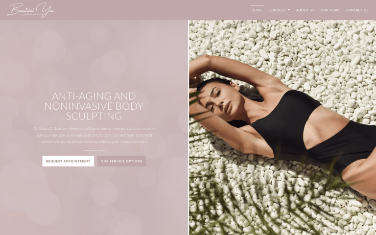 Mauve Cosmetic Website with Woman in Bikini