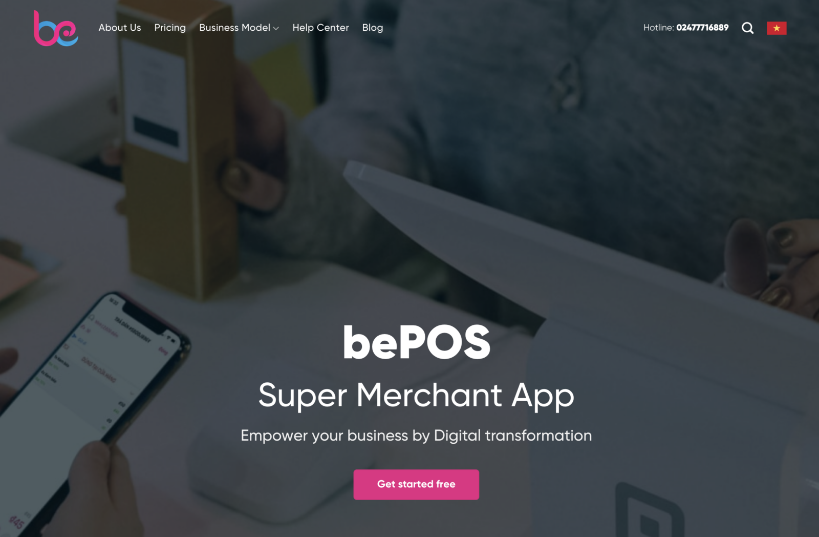 Bepos Website Screenshot. The Super Merchant App For Medspas