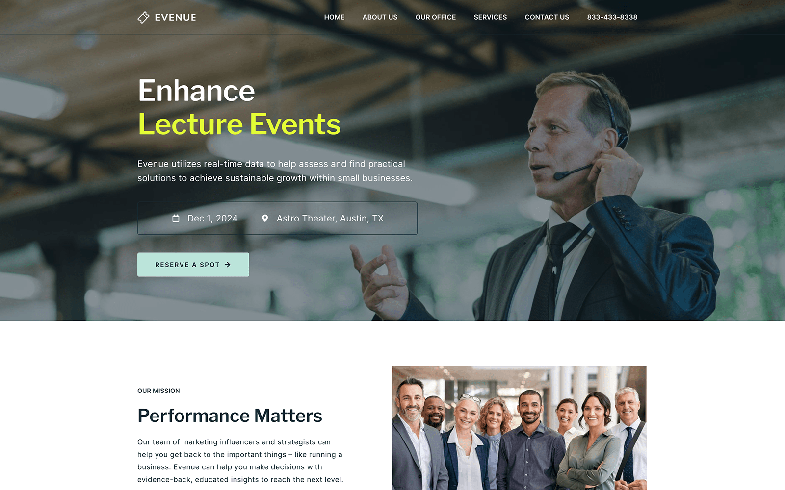 Business website with man speaking