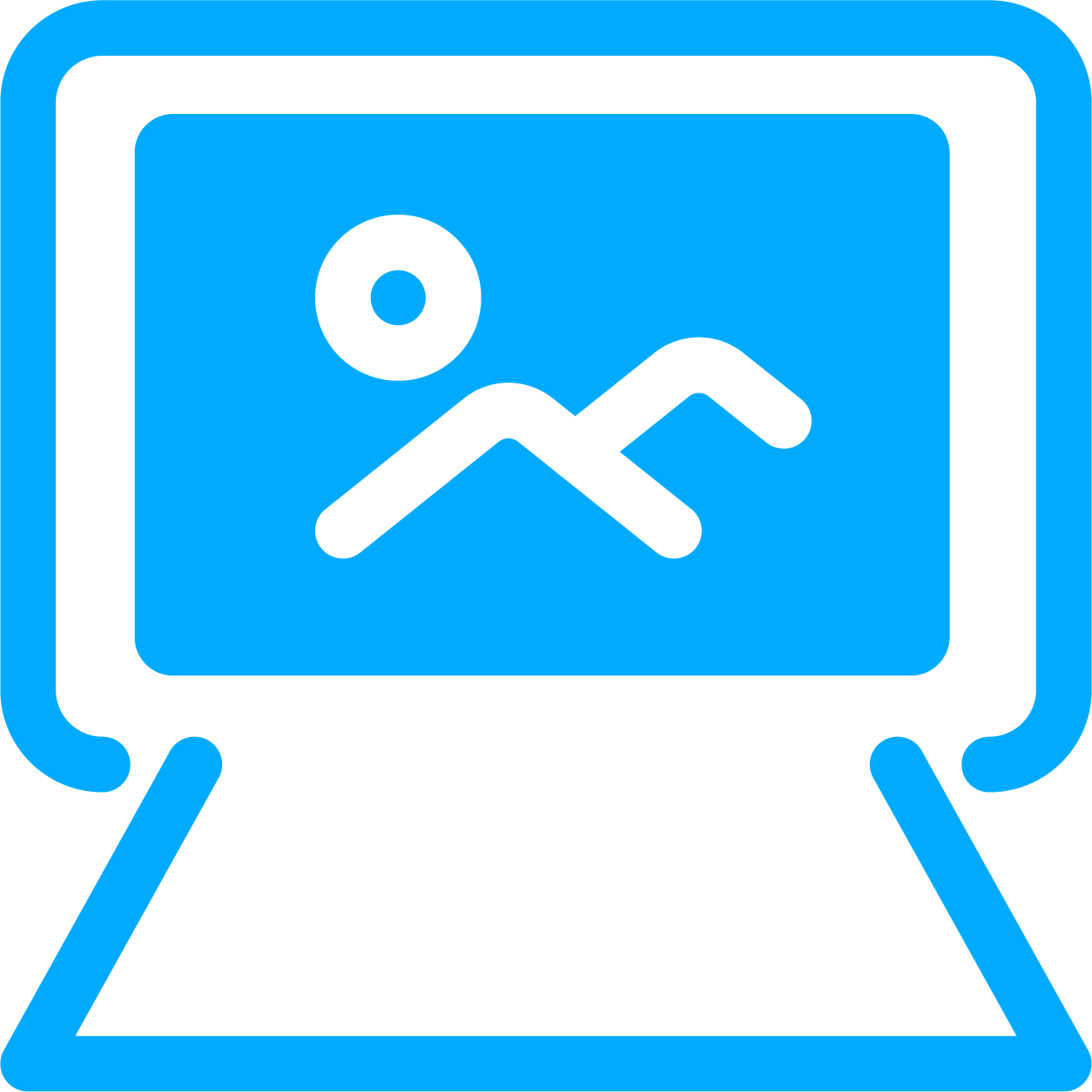 Blue And White Laptop Computer Icon