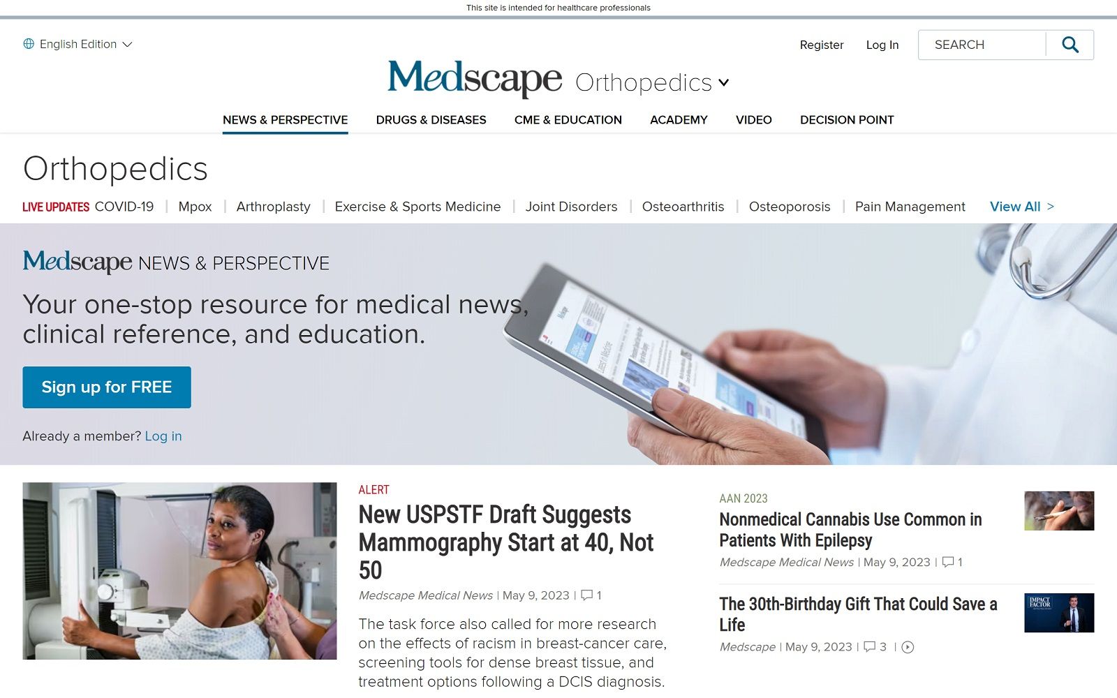 Medscape.com_Orthopedics Screenshot