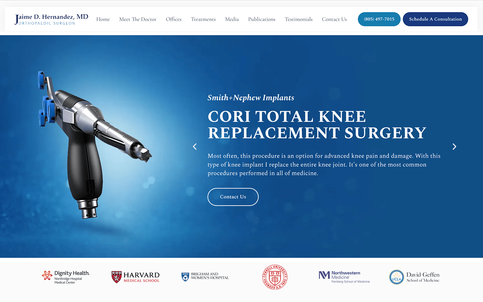 Orthopedic Surgeon Website Screenshot