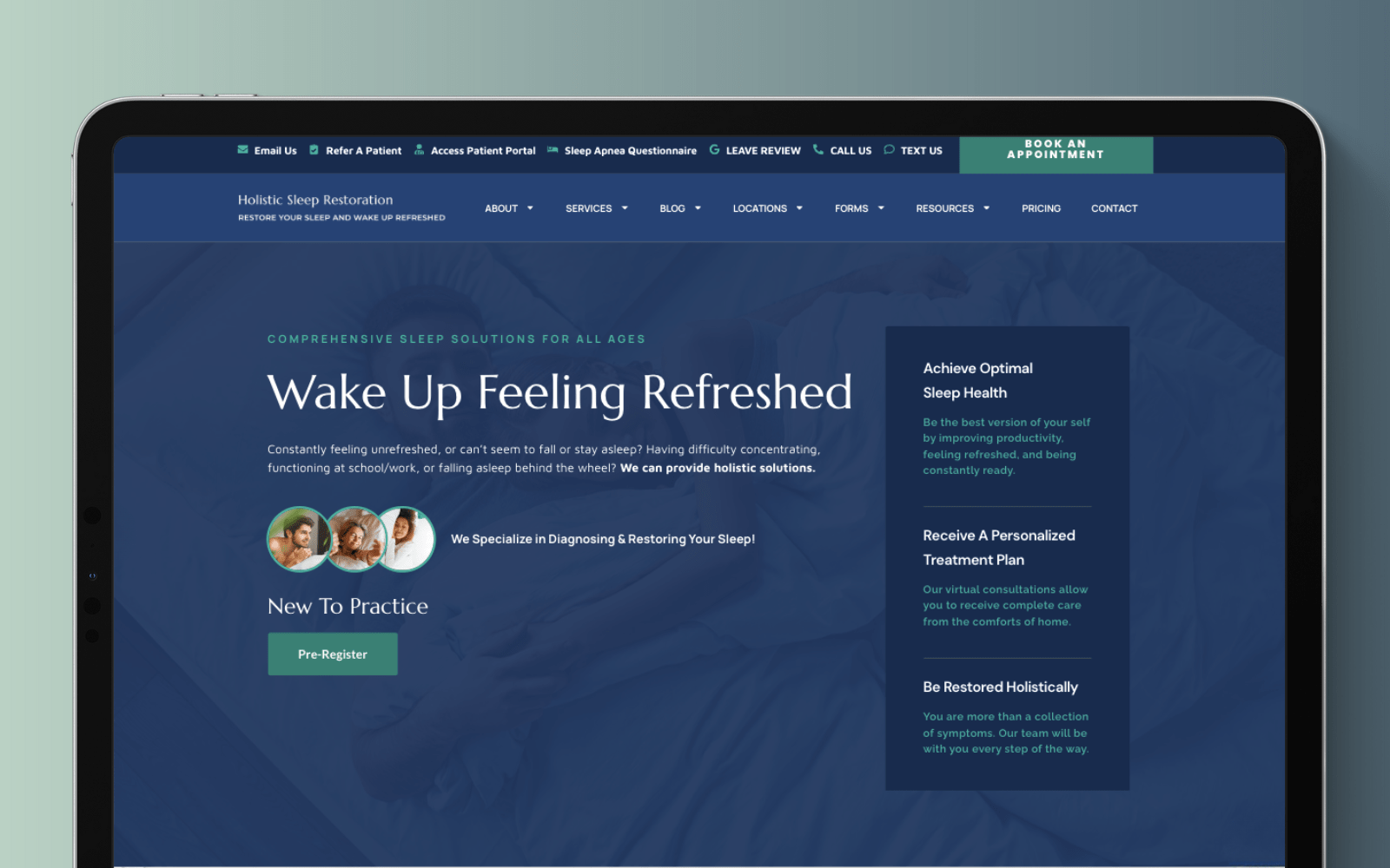 A sleek website design, symbolizing waking up feeling refreshed.