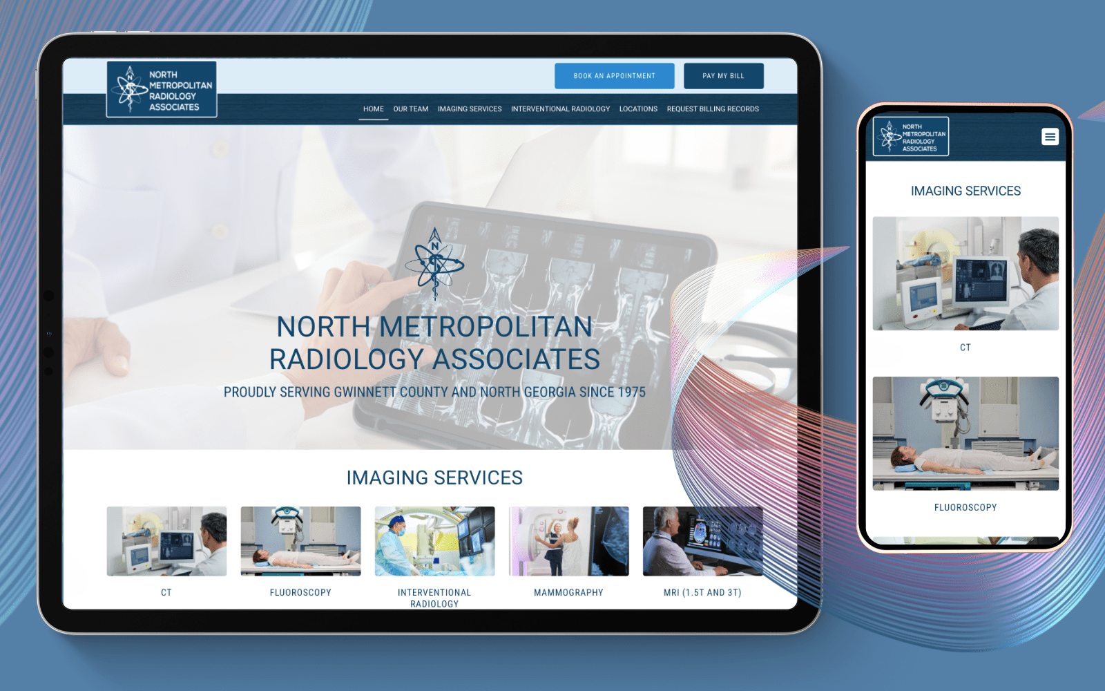 North Metropolitan Radiology Associates website. A medical radiology online platform for specialized services.