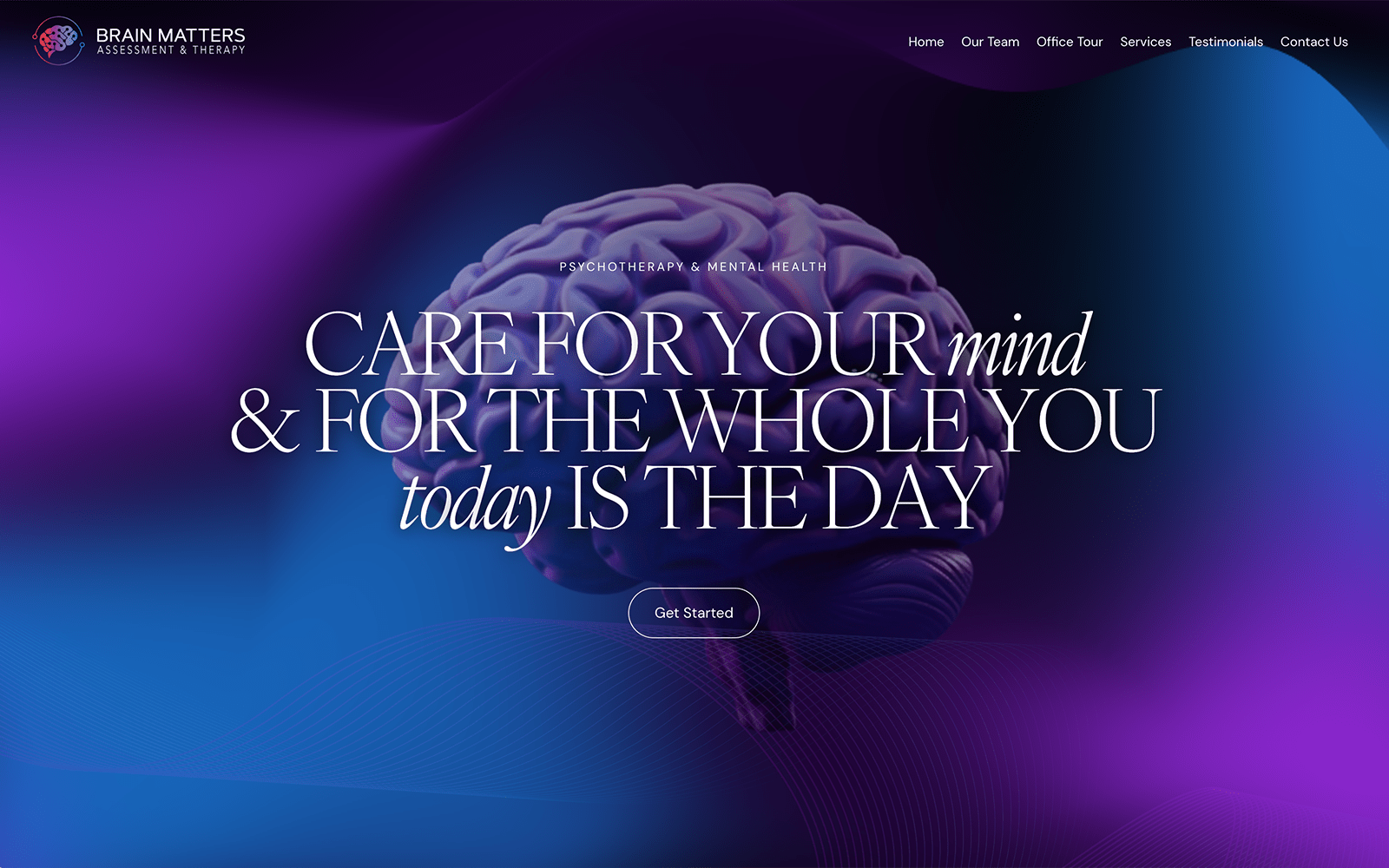 purple blue black background with brain