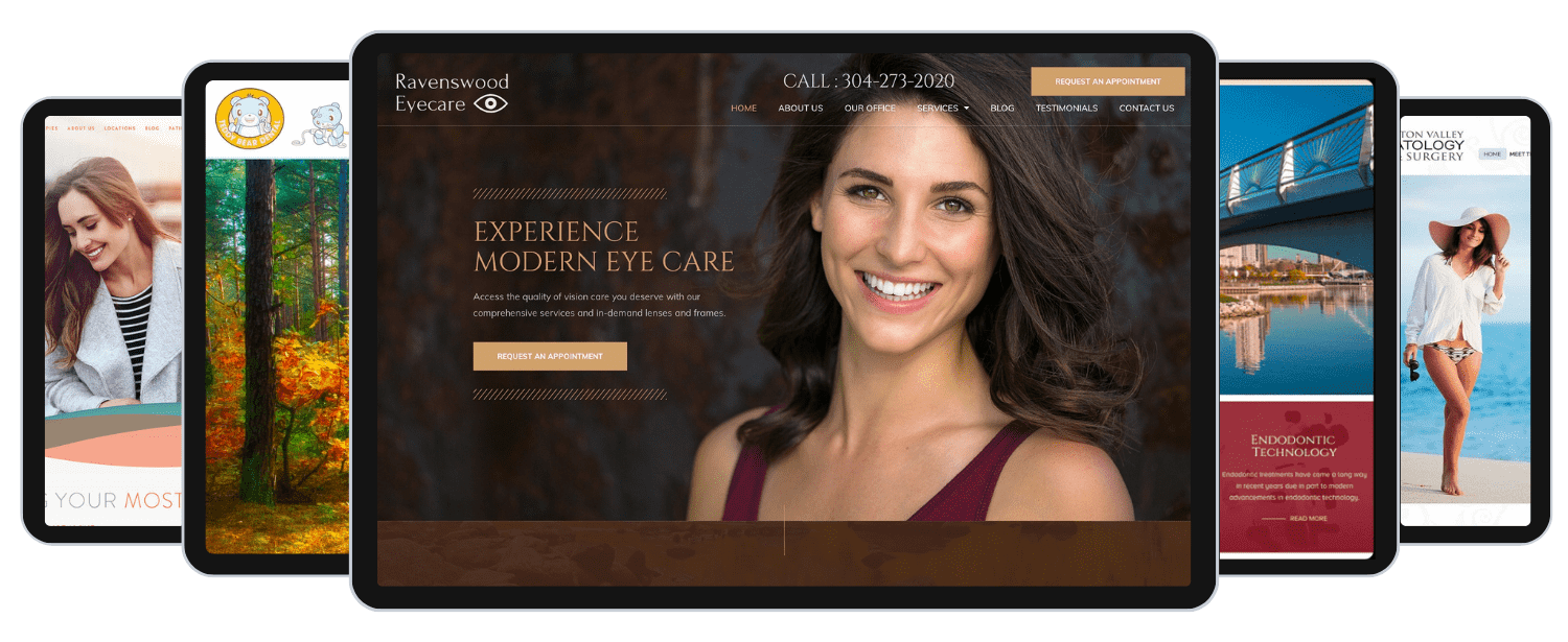 Examples of 5 exclusive optometry websites done by O360