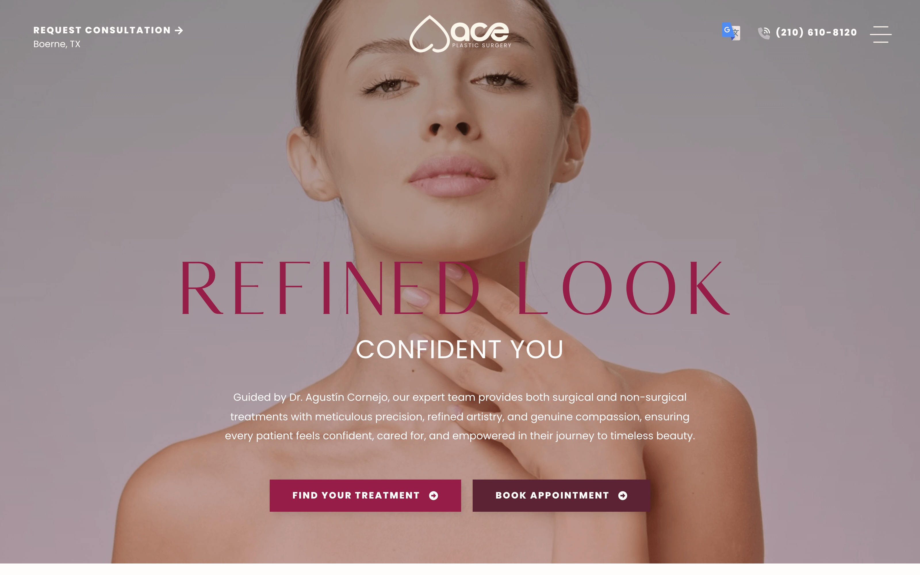 Custom plastic surgery website design for Ace Plastic Surgery by O360